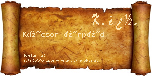 Kácsor Árpád névjegykártya